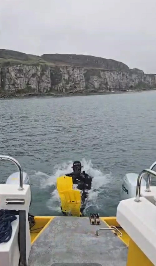 Diver Going Into the water From Lady Mary Dive Boat