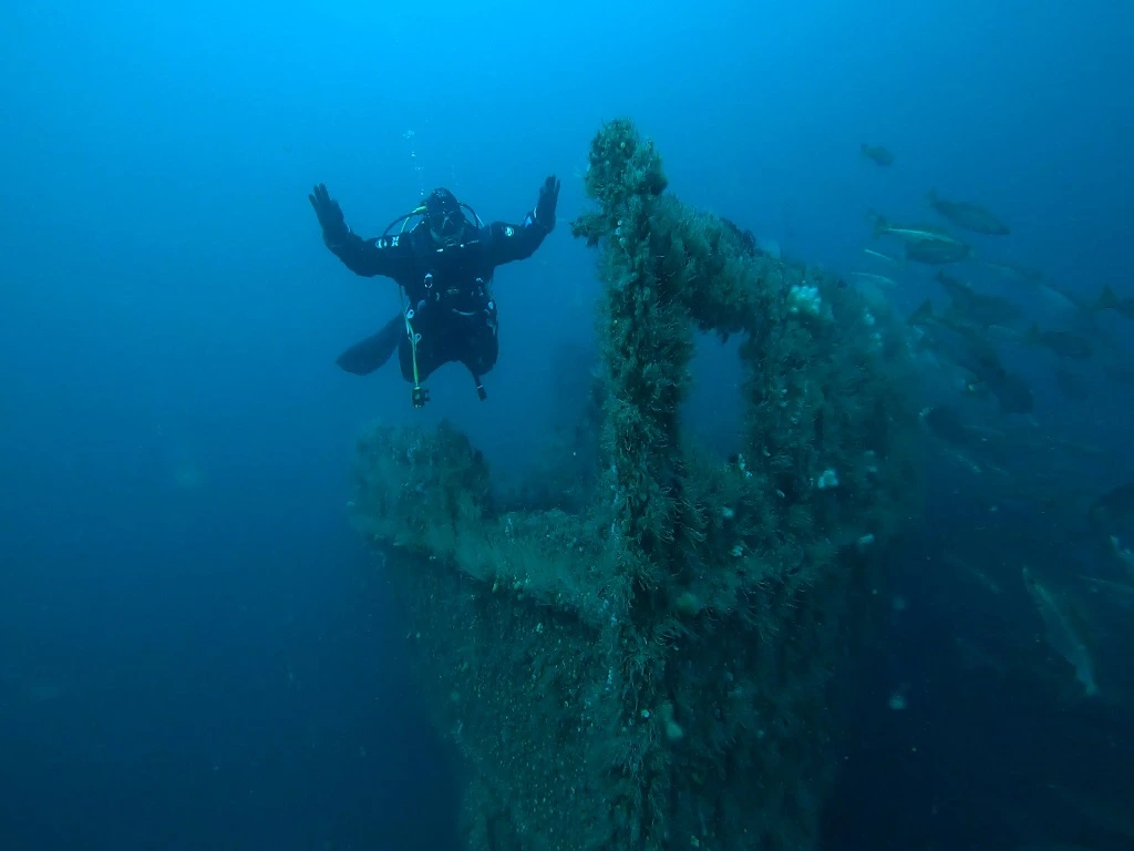Padi Diver at the Bow of the Lough Garry Wreck Rathlin Island